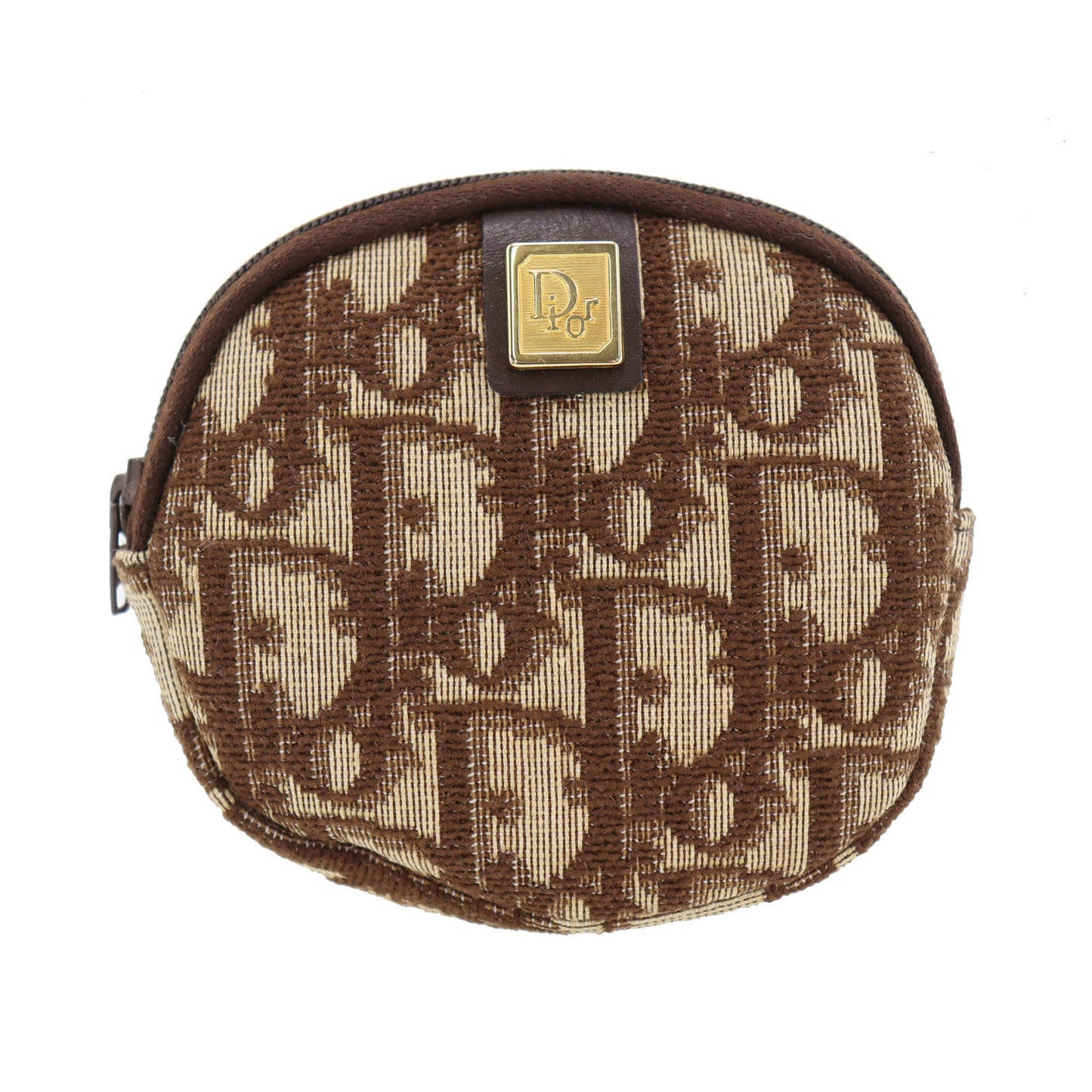 Christian Dior Trotter Mini Coin Wallet Pouch Brown Canvas #CH115