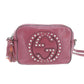 GUCCI Studded Soho Disco Crossbody Shoulder Bag Bordeaux Leather #AG432