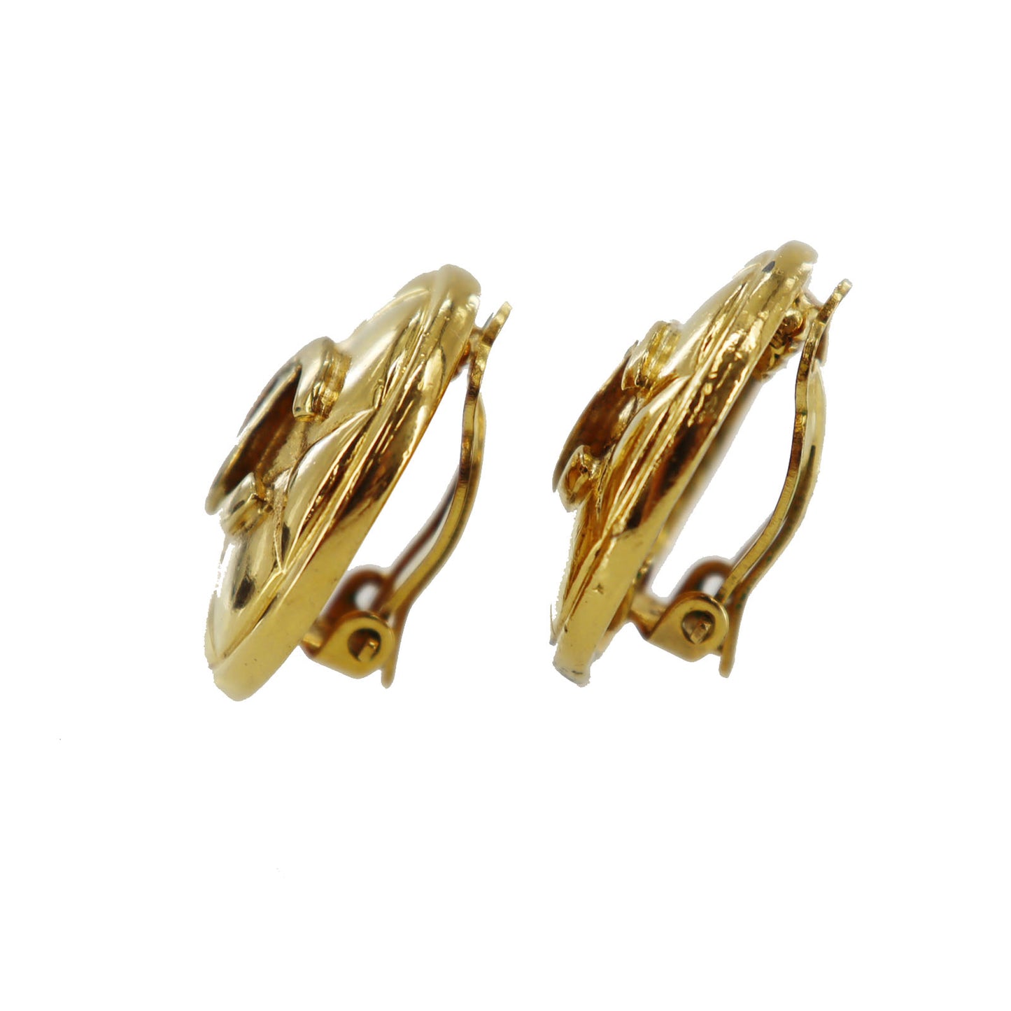 CHANEL CC Logos Earrings Gold Clip-On #BT446