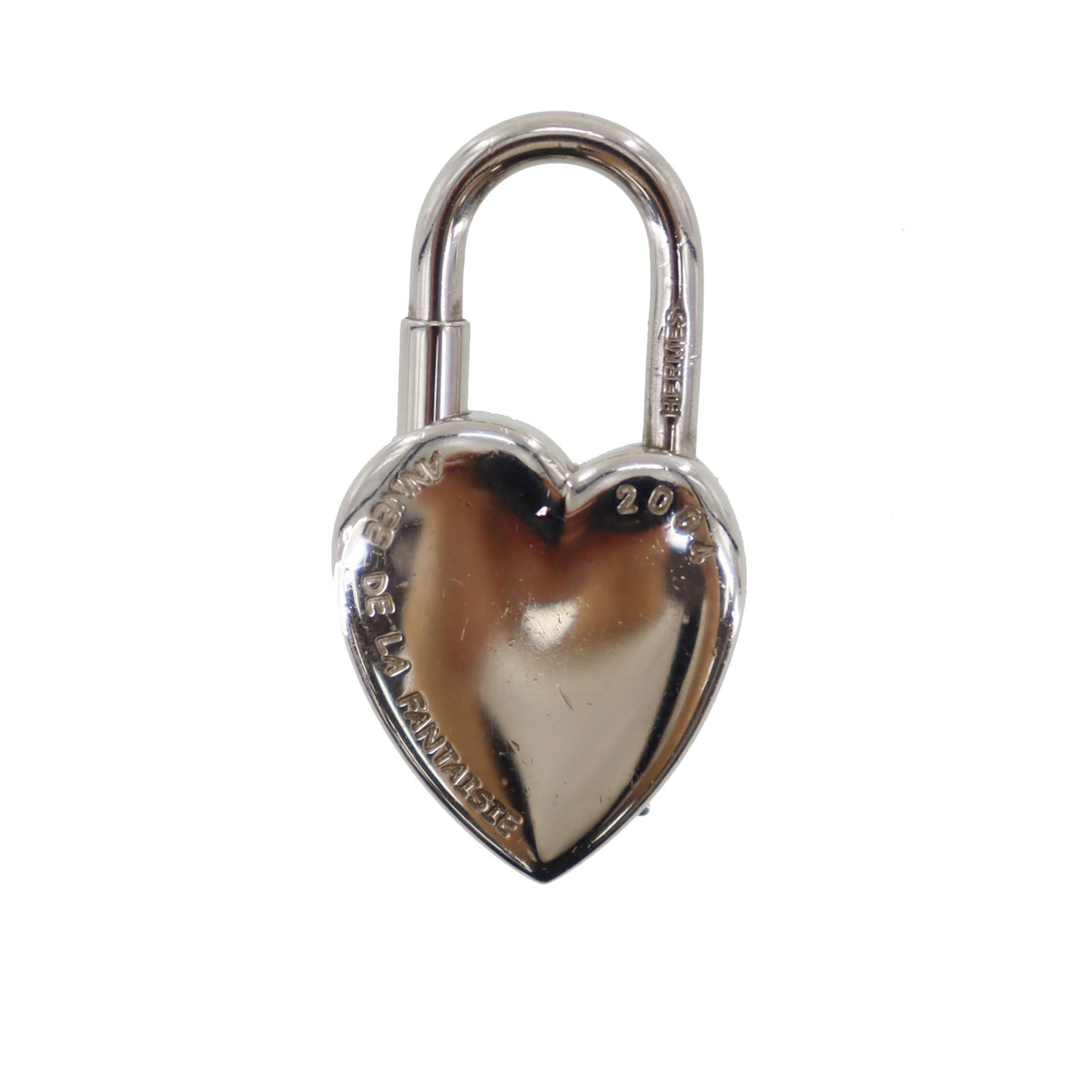 HERMES Cadena Padlock Used Fantasy Heart 2004 Silver-Plated Vintage #CY158