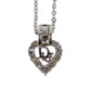 Christian Dior Heart Rhinestone Chain Necklace Silver #CS544