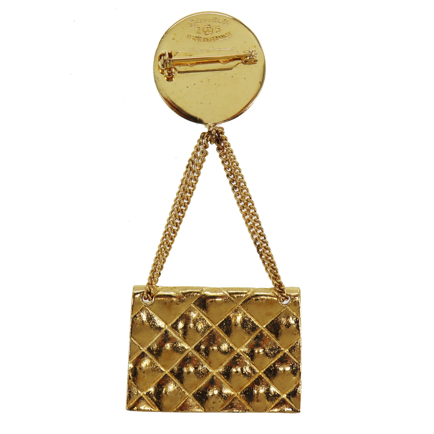 CHANEL Medallion Swing Bag Pin Brooch Gold Plated 2 5 #CD698