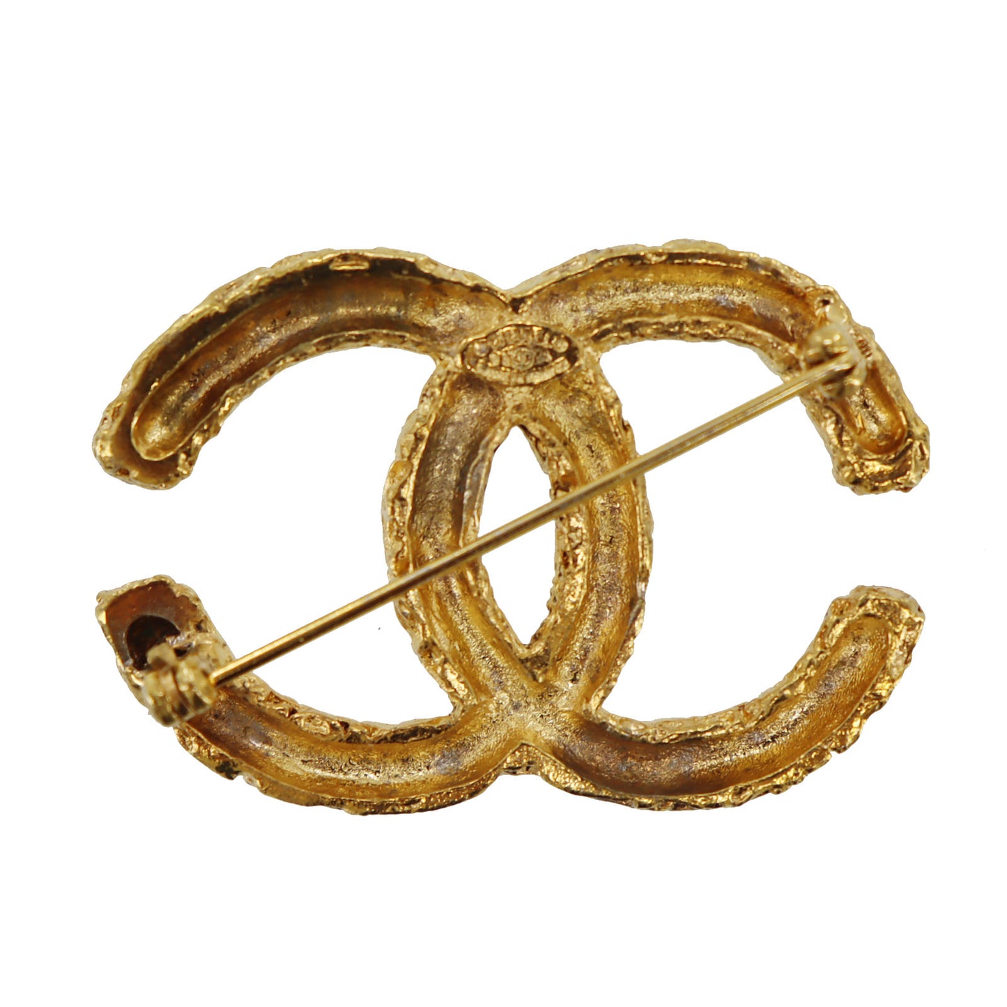 CHANEL CC Logos Pin Brooch Gold Plated 93 A #BX673