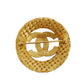 CHANEL CC Logos Round Pin Brooch Gold Plated 1267 #CB656