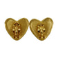 CHANEL CC Logos Heart Earrings 95 P Clip-On Gold #AH694