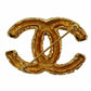 CHANEL CC Logos Pin Brooch Gold Plated #AG190