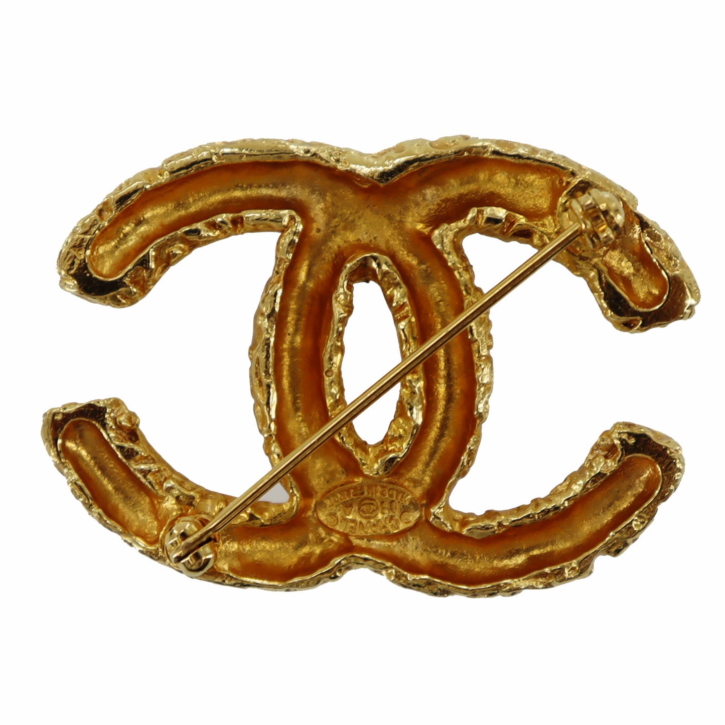 CHANEL CC Logos Pin Brooch Gold Plated #AG190