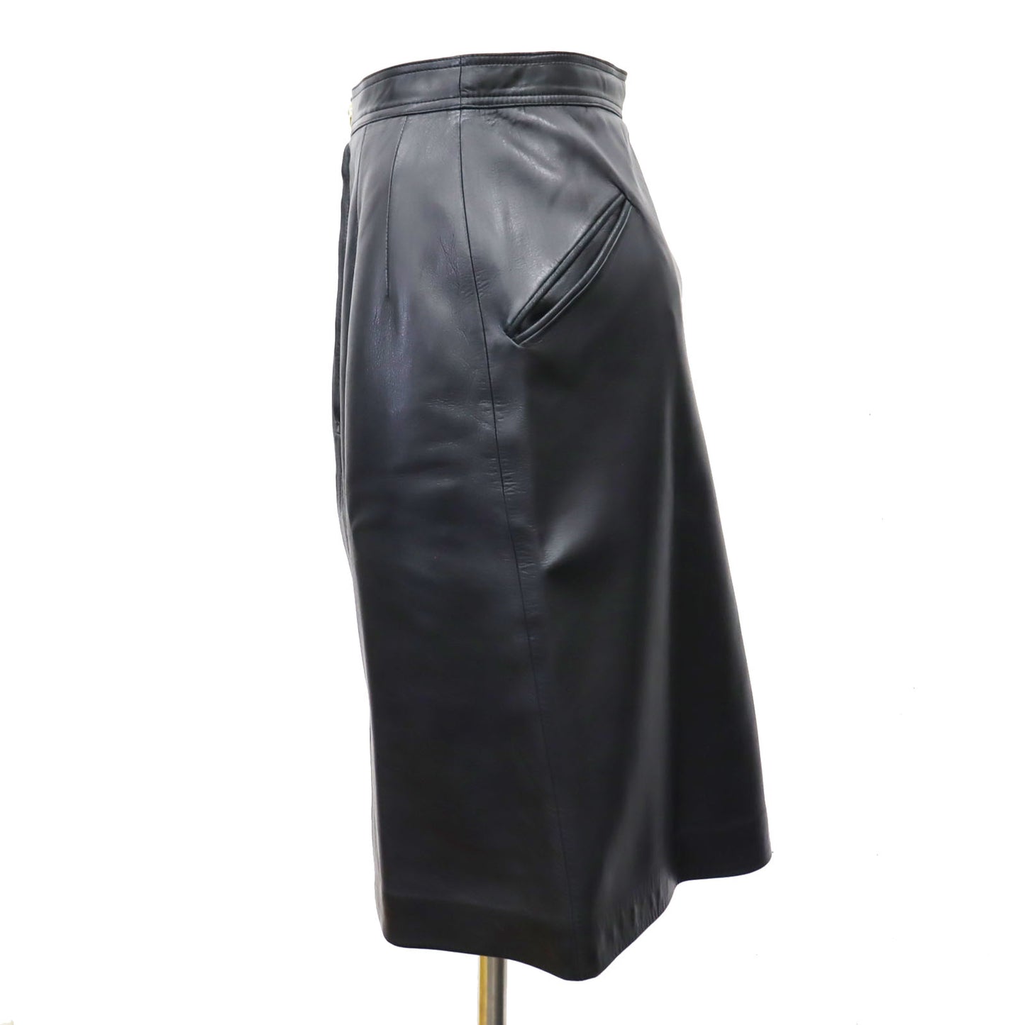 LOEWE Anagram Leather Skirt Black Nappa Leather #AG711