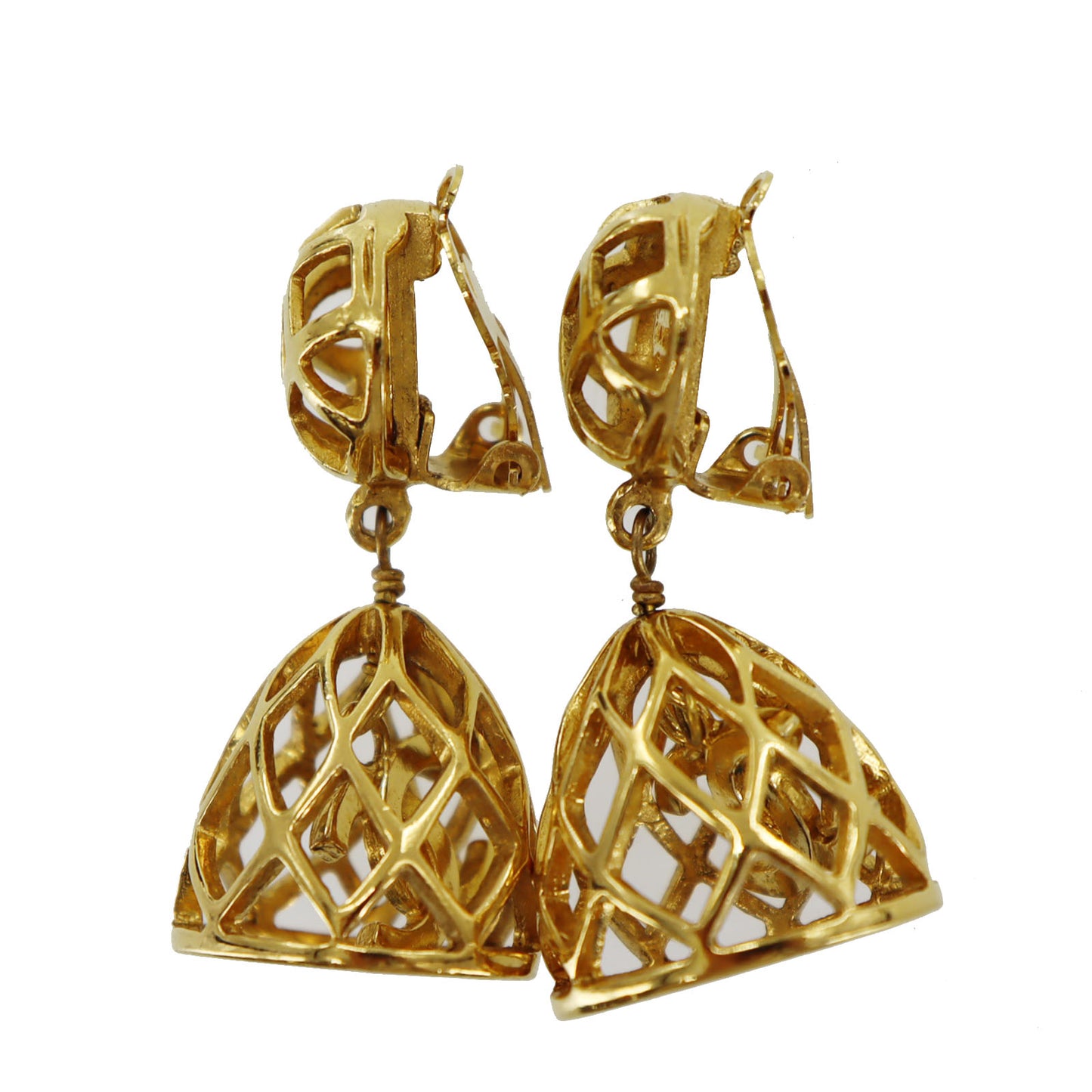 CHANEL CC Logos Earrings Gold Clip-On  #BT580