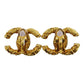 CHANEL CC Logos Earrings Gold Clip-On Vintage 03A  #AG849