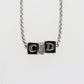 Christian Dior CD Logos Cube Rhinestone Necklace Silver #CB388