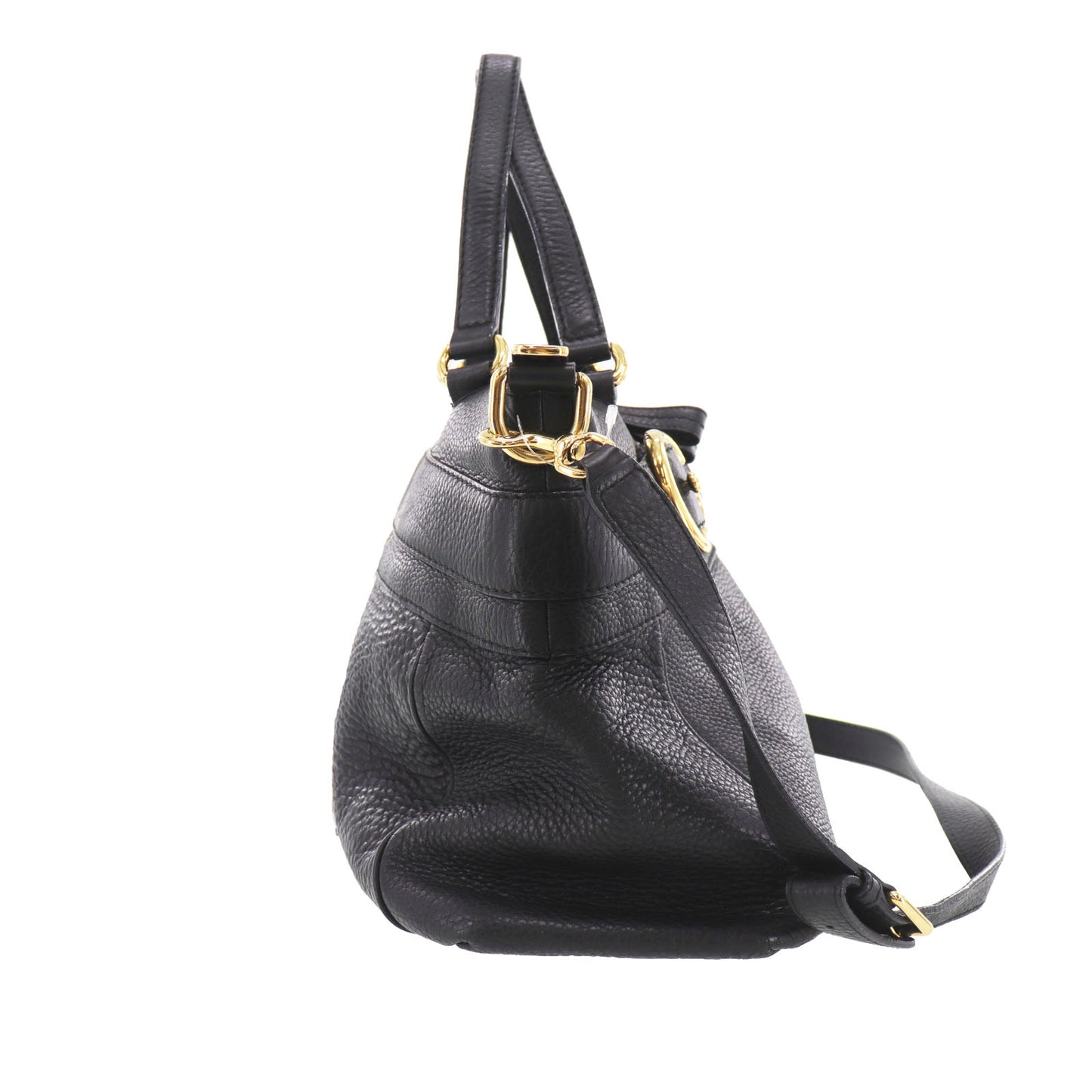 GUCCI Logos 2Way Shoulder Handbag Leather Black #BH637