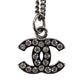 CHANEL CC Logos Rhinestone Silver Plated Chain Necklace 08V #AG600