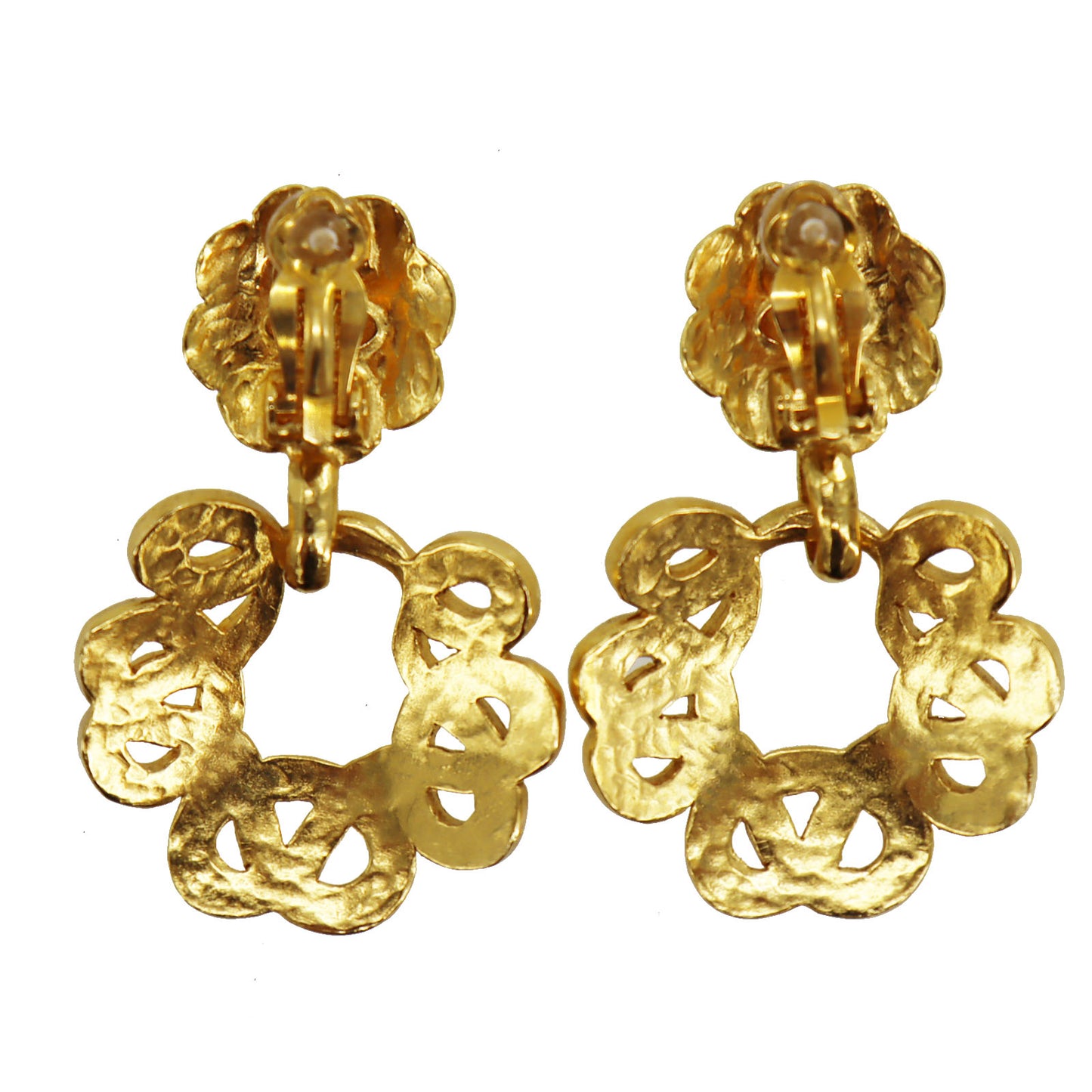 CHANEL CC Logo Earrings Gold Clip-On 97 P #CJ420