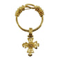 CHANEL CC Round Cross Pin Brooch Gold Plated 94P #BU252