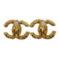 CHANEL CC Logos Earrings Gold Clip-On 03A  #AG186