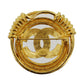 CHANEL CC Logos Round Pin Brooch Gold Plated 94 P #BS720