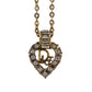 Christian Dior CD Logo Rhinestone Chain Necklace Gold #CB613