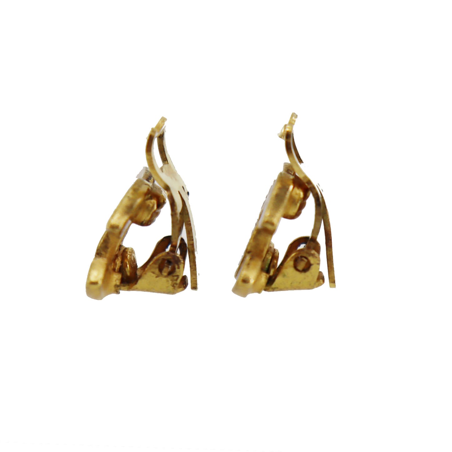 CHANEL CC Logos Earrings Gold Clip-On Vintage 99 A #CF30