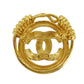 CHANEL CC Logos Round Pin Brooch Gold Plated 94P #BR489