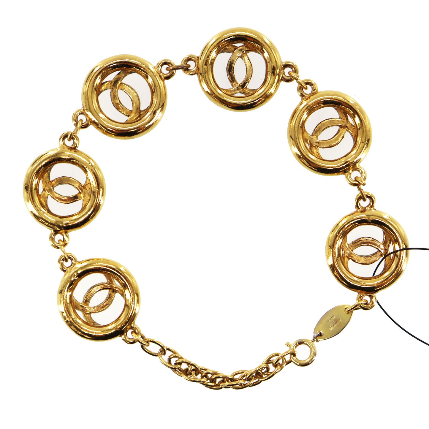 CHANEL CC Logos Circle Bracelet Gold Plated 1983 #AH699