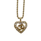 Christian Dior CD Logo Heart Rhinestone Used Chain Necklace Gold #EB492 S