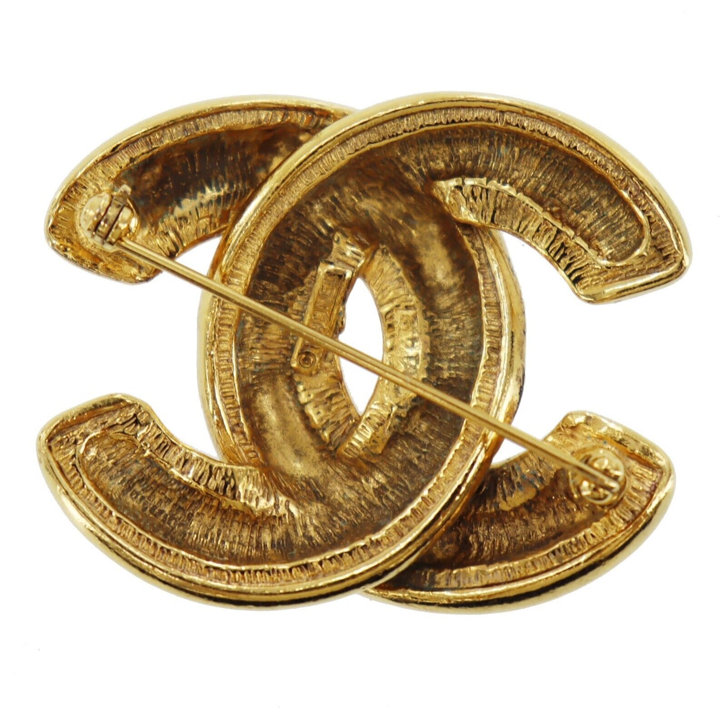 CHANEL CC Logos Pin Brooch Gold Plated Frnce #AH131