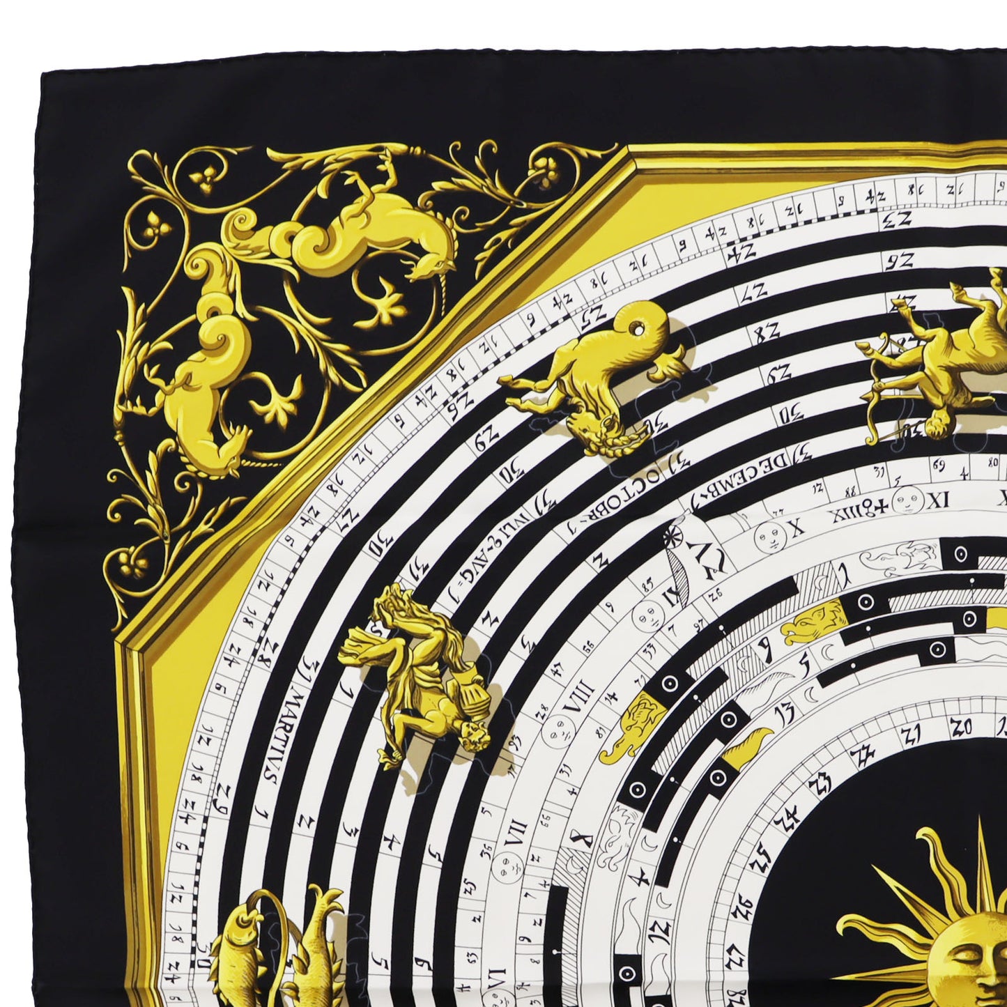 HERMES Logos Constellation Design Large Scarf Black White #AG865