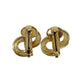 Christian Dior CD Logos Rhinestone Earrings Gold Plated #CB292