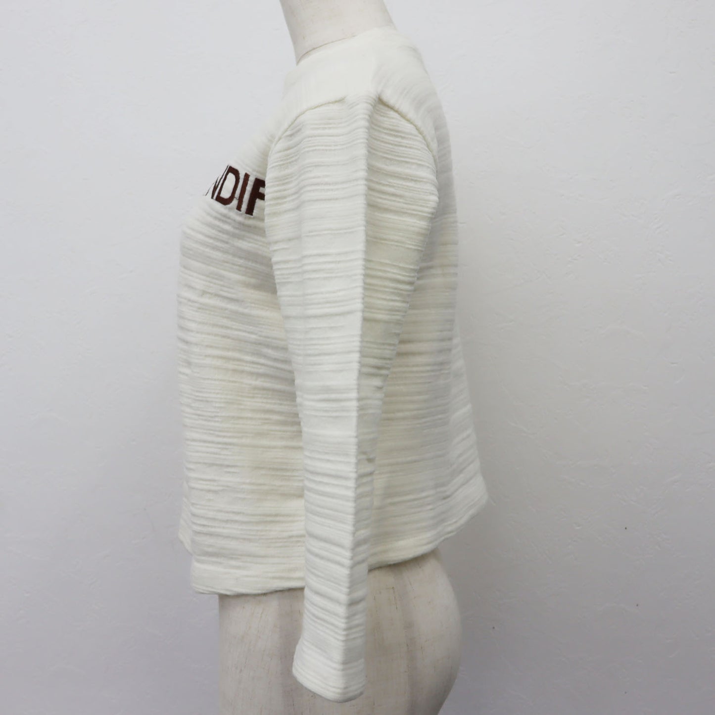 FENDI Jeans Long Sleeve Cotton Short Length Tops White #AG825