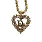 Christian Dior Logo Chain Heart Necklace Rhinestone Gold-Plated #CB315