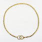 CHANEL CC Logos Rhinestone Belt Necklace Gold Plated 96P #CK417