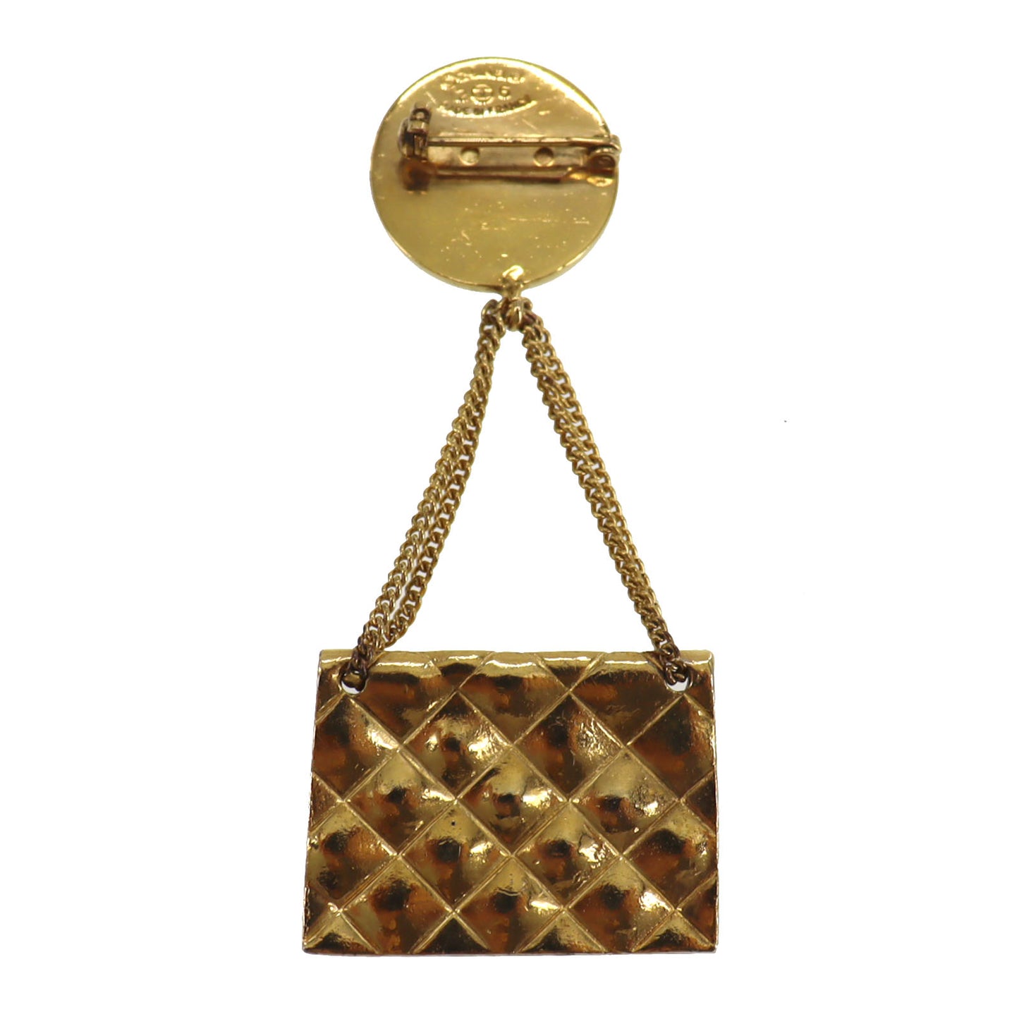 CHANEL Medallion Swing Bag Pin Brooch Gold Plated 2 6 #BX144