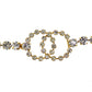 CHANEL CC Logos Rhinestone Belt Necklace Gold Plated 96P #CK417