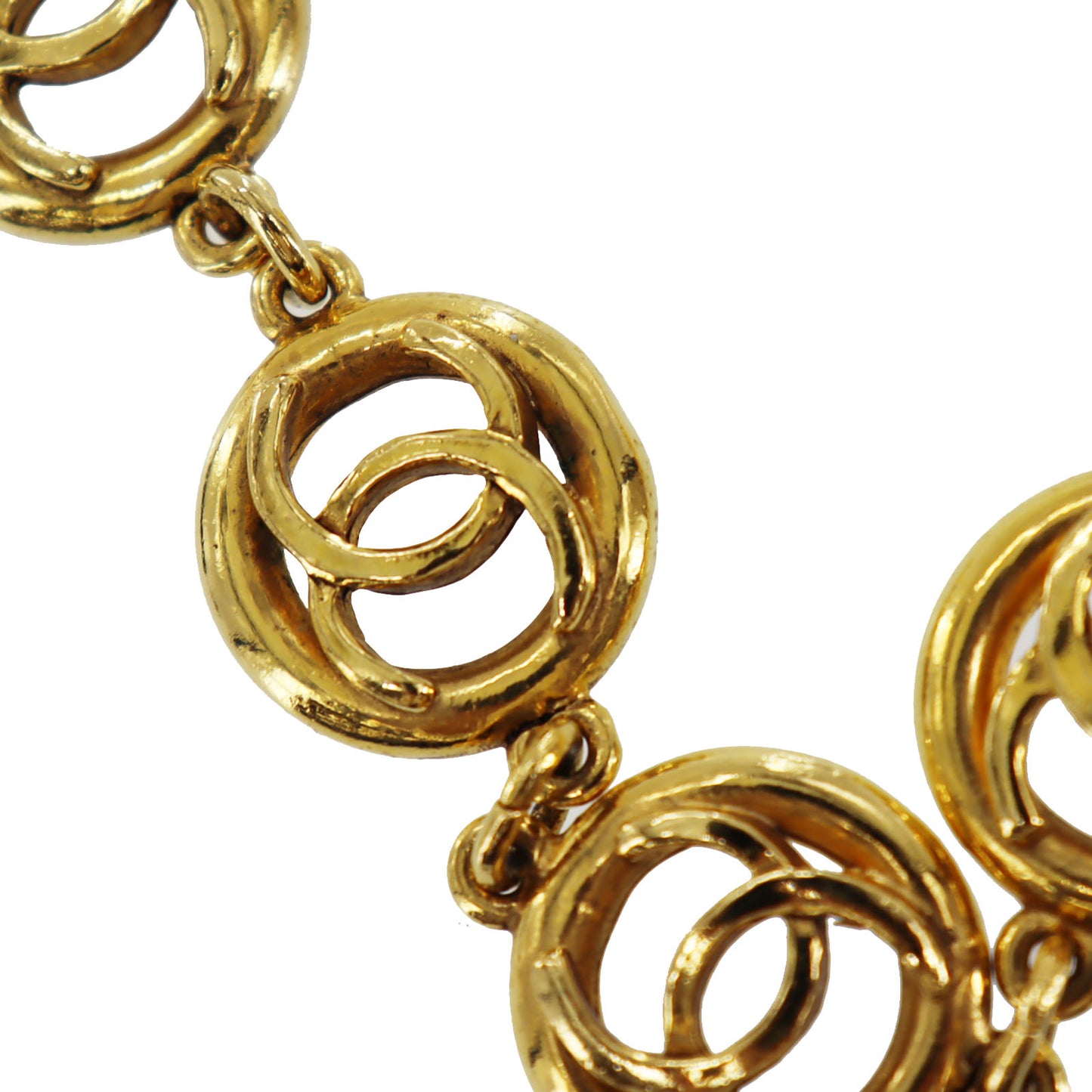 CHANEL CC Logos Circle Bracelet Gold Plated 1982 #BR829