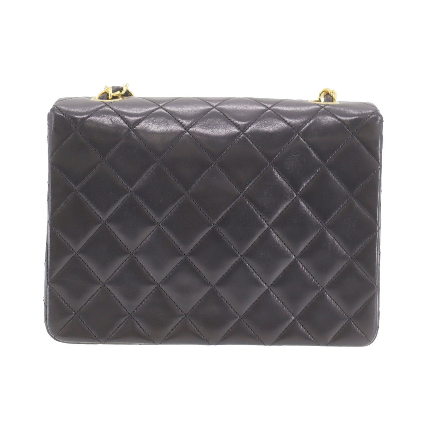 CHANEL Matelasse Shoulder Bag Black Lambskin Leather #CR67
