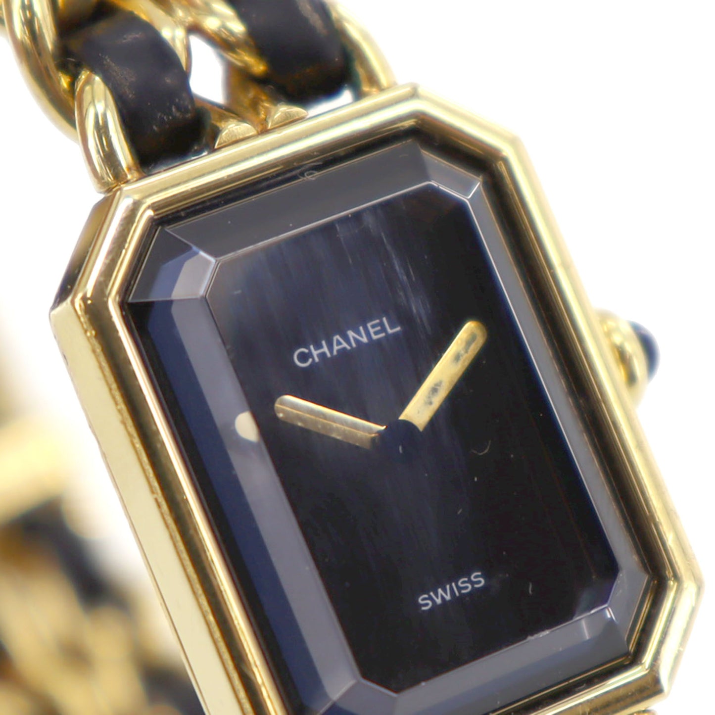 CHANEL Premiere Discontinued Wristwatches XL Gold Black Quartz #BS786