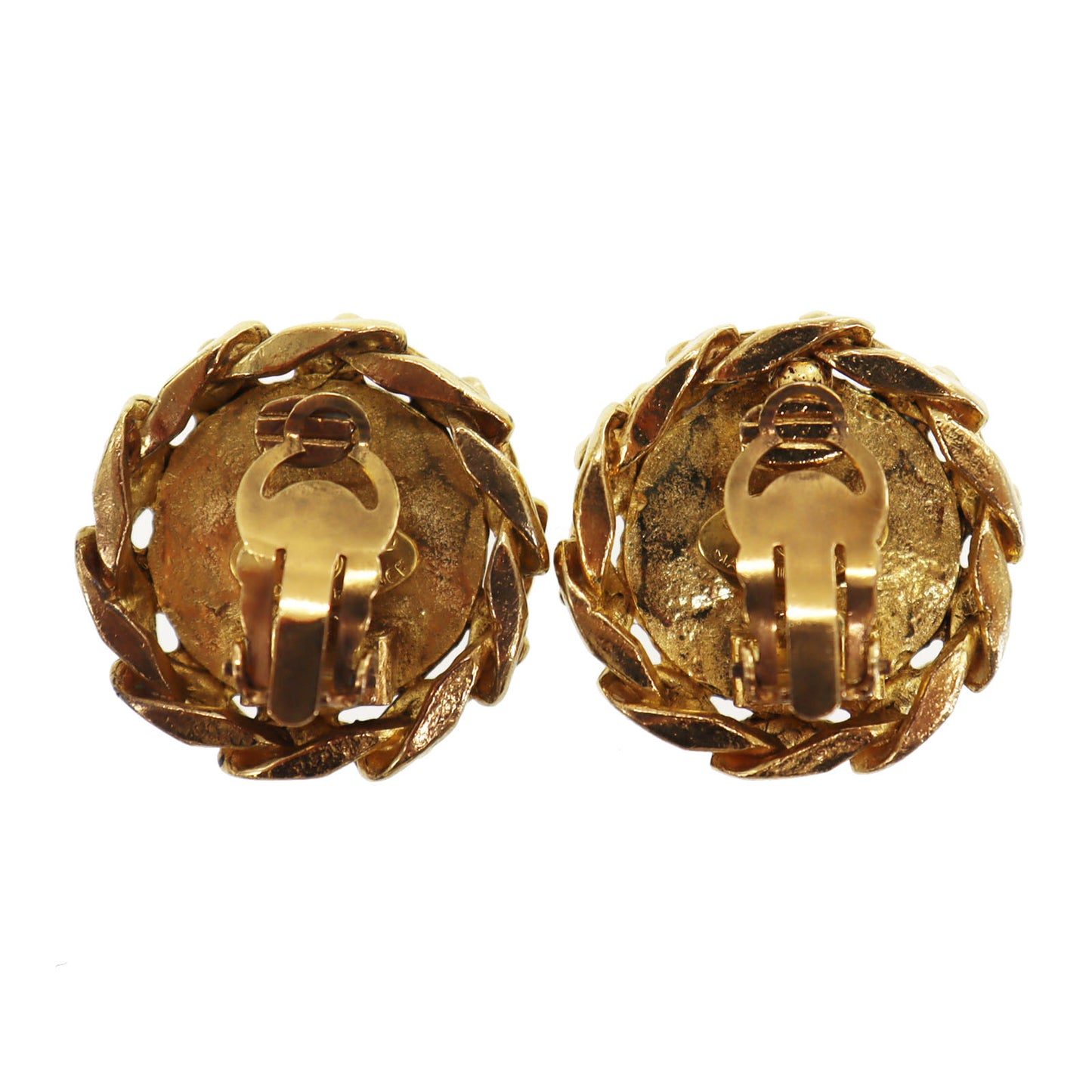 CHANEL CC Logos Earrings Gold Clip-On 2 3 #CH872