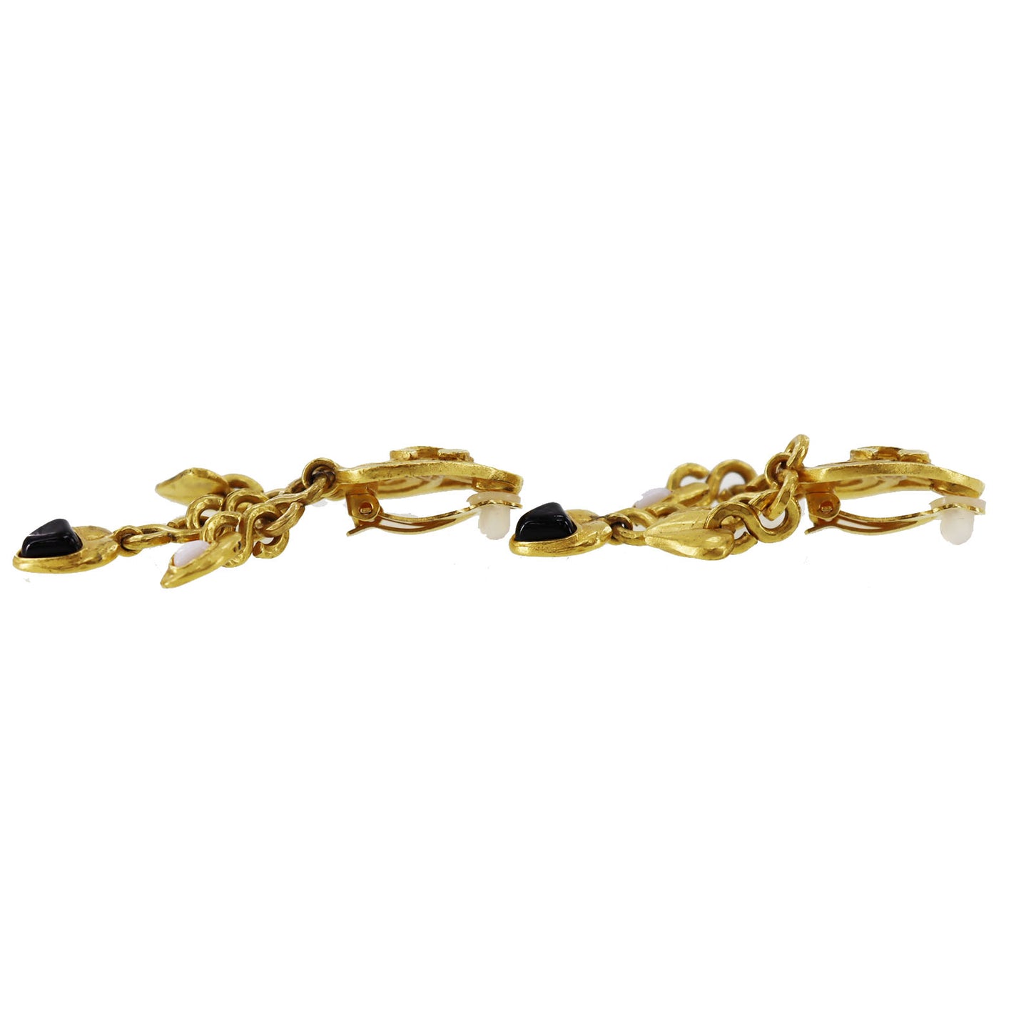 CHANEL CC Logos Earrings Gold Clip-On 95P #AG179