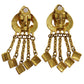 CHANEL CC Logos Charm Earrings Gold Clip-On 97P #AH132