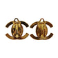 CHANEL CC Turn-lock Earrings Gold Clip-On 96 P #AH690