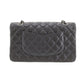 CHANEL Matelasse Double Flap Used Shoulder Bag Black Caviar Skin Leather #CY111