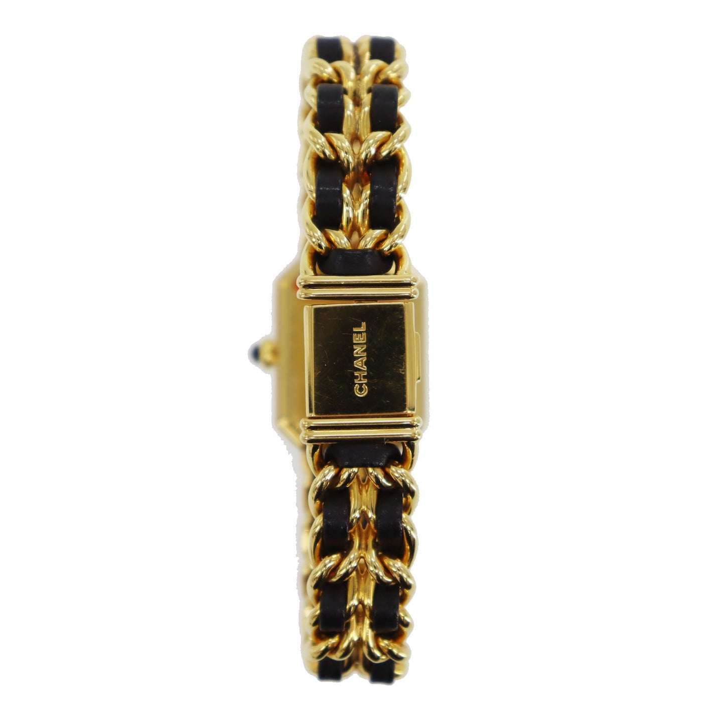 CHANEL Premiere Discontinued Wristwatches XL Gold Black Quartz #CN90