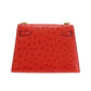 HERMES Mini Kelly 20 Used Shoulder Red Ostrich Leather #CN343