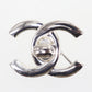 CHANEL CC Logos Turn Lock Used Pin Brooch Silver Plated 96A Vintage #CE126 S