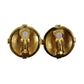 CHANEL CC Logos Circle Earrings 97 A Clip-On Gold #AG996