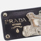 PRADA Logos Used Ship Motif Bag Charm Black Leather Vintage #EA483 S