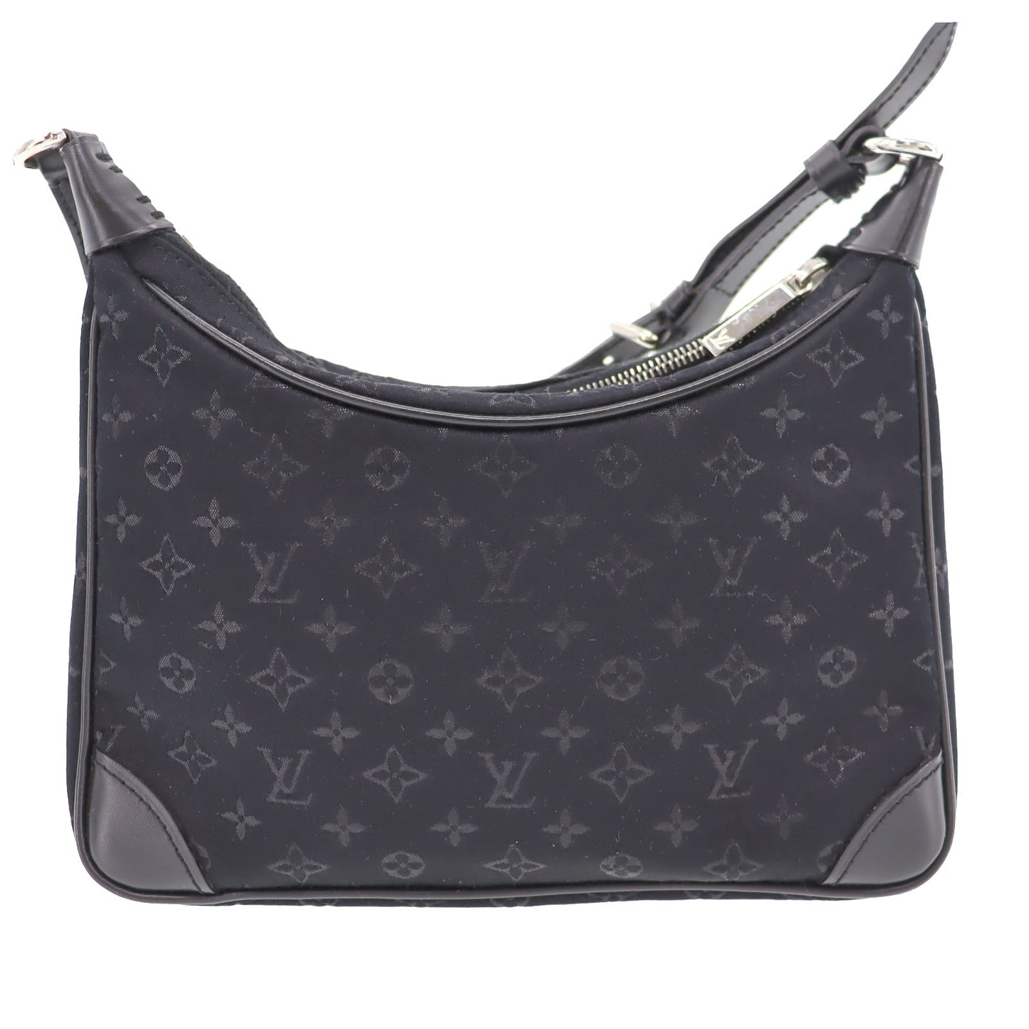 LOUIS VUITTON LV HandBag Little Boulogne Black Monogram Satin #AG984