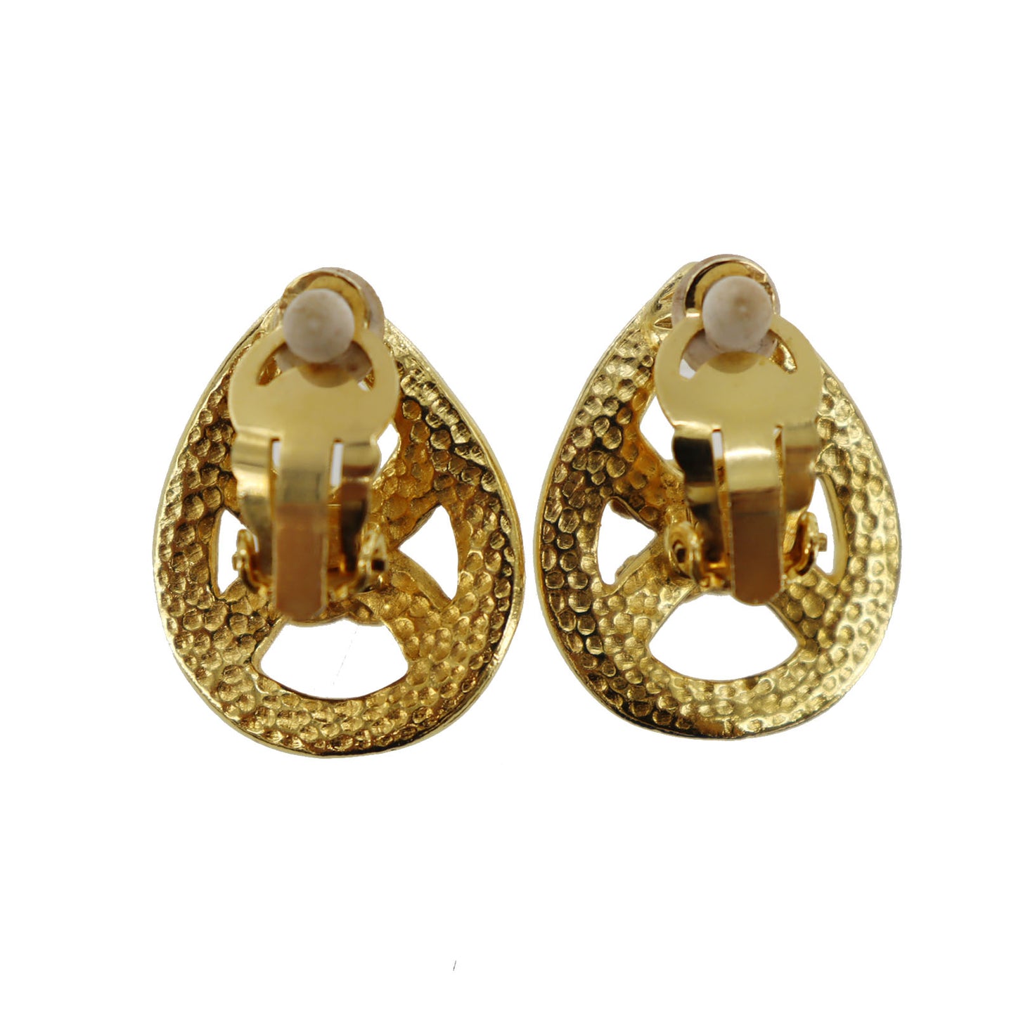 CHANEL CC Logos Drop Earrings Gold Clip-On 96P  #AG204