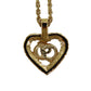 Christian Dior CD Logo Chain Heart Necklace Rhinestone Gold-Plated #CB144